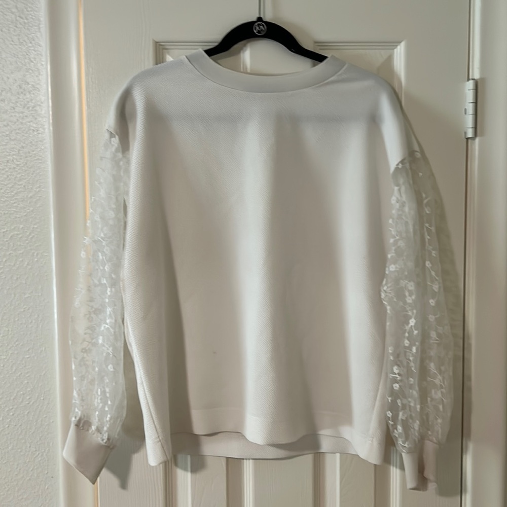 Zara medium shirt with floral sleeves